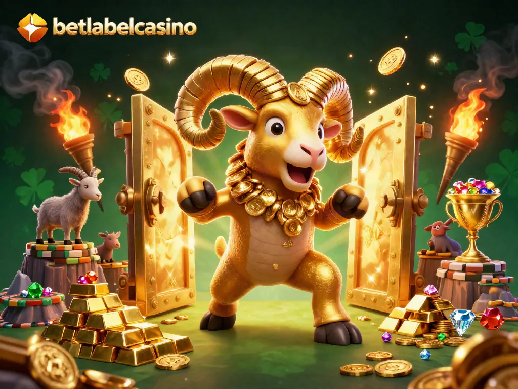 Experience the excitement of betlabelcasino with a dynamic casino illustration filled with golden treasures.